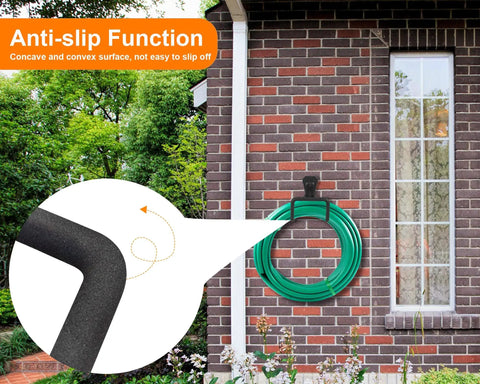 Heavy Duty Metal Garden Hose Holder Wall Mounted Outdoor Water Hose Reel Rust Proof Steel Hanger with anti-slip function