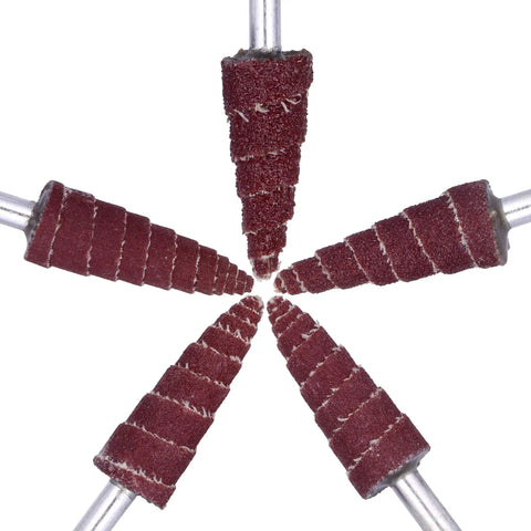 Cone Shape Flap Wheels Set 40 Pieces One Quarter Inch Shank Aluminum Oxide Grit 80, 120, 180, 240, 320 for metal and wood