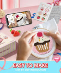 Embroidery in progress with Punch Needle Coaster Kit 6 Pack For Beginners And Adults Easy DIY Embroidery Set with tools and instructions.