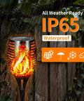 Solar Torch Light With Waterproof Outdoor Design Dusk To Dawn Auto On Off Flickering Flame Effect In Orange Glow
