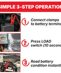 135 Amp Battery Load Tester For Cars, Motorcycles, And Marine Batteries 6V 12V Automotive Charging System Analyzer With Easy Read Gauge And Copper Jaw Clamps, Quick 10 Second Battery Health Check, Rugged Pro Grade Diagnostics. 3-step use on car battery
