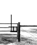 Heavy Duty Steel Cowboy Gate Latch With Forty Two Inch Handle mounted on a fence, designed for easy access from horseback.