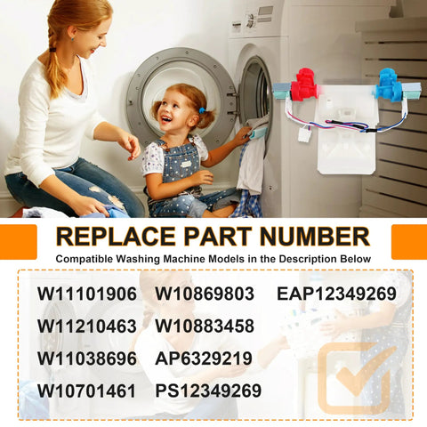 Washer Water Inlet Valve Replacement For Whirlpool Amana Crosley Maytag Inglis Durable Fix, replacement numbers shown