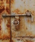 Heavy Duty Lynch Pin Set Two Pack 3/16 Inch By 1-1/4 Inch 304 Stainless Steel Lynch Pins with ring on rusty gate lock