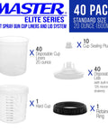 Disposable Paint Spray Gun Cup Liners And Lid System Kit 40 Pack Standard 20 Ounce 600ml Cups with Lids and Components