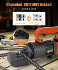 Handheld Electric Cutter For Metal Cutting Tool Portable Cutting Saw Lightweight Multi Material Cutter For Iron, Aluminum, Steel Great For DIY Projects And Job Sites Easy To Use, with orange handle and steel blade