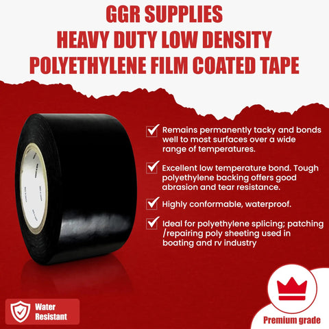 Heavy Duty LDPE Greenhouse Tape For Repair And Weather Sealing, Long Term UV Resistant Film Tape For Seaming And Patching, Black 1 Inch By 36 Yards.