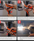 Steps in using Two Pack 11 Inch C Clamp Set With Locking Jaws Heat Treated Chrome Plated Alloy Steel for metalworking.