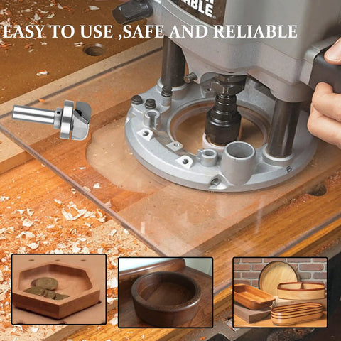 Bowl And Tray Template Router Bit With Heavy Duty Bearing Guide Half Inch Shank and One Quarter Inch Radius Drop Dead Durable Industrial Carbide Build in use with CNC router.