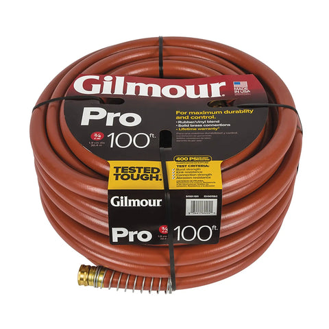 Heavy Duty Three Quarter Inch Water Hose 100 Foot, Workhorse Rubber and Vinyl, Kink Resistant, Rugged Red Cover, 400 PSI Burst Strength