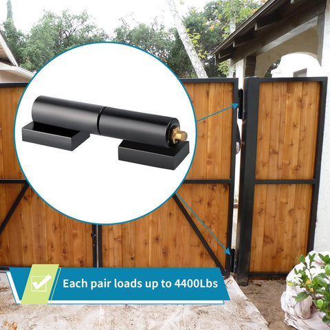 Skelang 2-set 7-inch weld-on gate hinges, black barrel style for swinging gates; pair rated up to 4400 lbs.