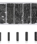 420 Piece Fishing Crimp Sleeves Kit With Copper Brass Single Barrel Crimping Sleeves in box, black oxidized finish