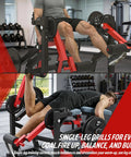 Pro Grade Unilateral And Bilateral Leg Extension And Curl Machine With Convertible Seated Leg Extension And Lying Leg Curl Bench in use