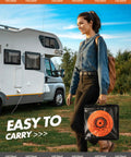 Woman carrying a compact 2 Pack 28 Inch Orange Collapsible Traffic Cones With Quick Pull Setup And Slick Fold Flat Storage.