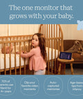Next Level Smart Baby Video Monitor With Big Time Sleep Tracking And Rock Solid Night Vision 1080P Hd Wi Fi Camera Smooth Motion Alerts Nursery Must Have Floor Stand Included, child and infant in crib.