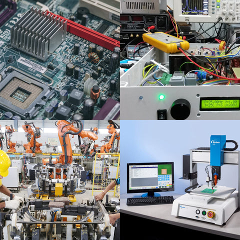 Jersvimc 10-pack 10W 10 ohm ceramic power resistor set; cement/wirewound resistors amid electronics lab and factory equipment