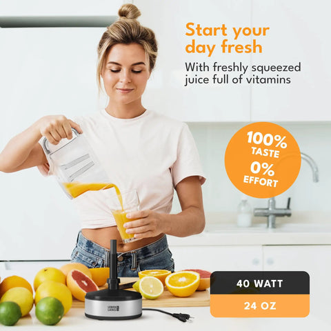 Lebenlang Electric Orange Juicer With Two Cones Bpa-Free High Yield Citrus Squeezer Press For Lemons Limes 24Oz Large Capacity.