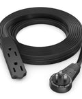 360 Degree Rotating Flat Plug Extension Cord With Three Outlets 15 Ft 16 AWG Grounded Wire Black UL Certified Heavy Duty
