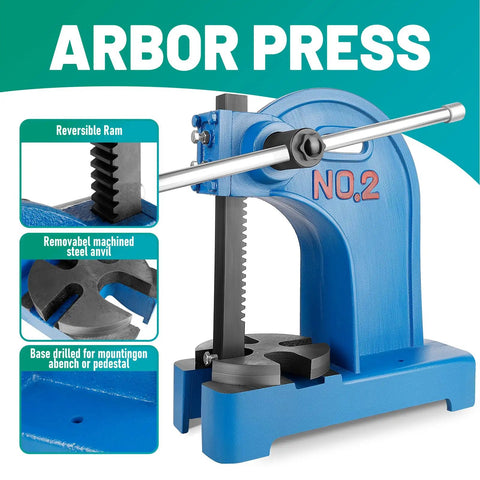 Heavy Duty 2 Ton Manual Arbor Press Built Different With Solid Cast Iron Frame Top Shelf Metal Stamping Bending And Forming Tool For Garage Mods And Pro Shop Workflows Demanding Reliable Precision