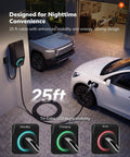 Zero Drama Level 2 EV Charger 40 Amp Nacs Connector Nema 14-50 Plug UL Certified 9.6Kw Output with 25ft cable and LED indicators.