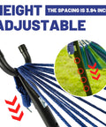 Heavy Duty Steel Stand Outdoor Hammock for Two People with 450 lb Capacity showing height adjustability features.