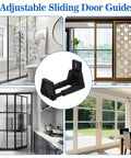 RV Sliding Door Guide Kit, Barn Door Floor Guide and Adjustable Wall Mount Sliding Door Guide with Screws, Black 2-Pack in various installed settings