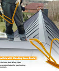 HTSL25E2 Roof Eaves Seam Bender for standing seam metal roofing, yellow tool in action, precise edge finish
