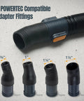 Powerful PowerTec 1-5/8 Inch Hose Adapter with Quick Connect Dust Collection Fitting and compatible adapter fittings.