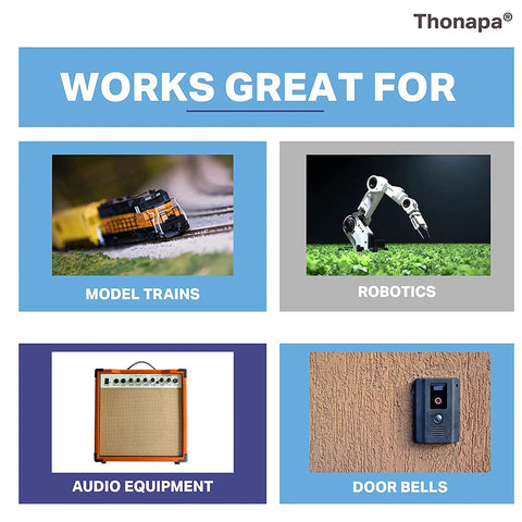 Image showing uses for 12 Gauge Copper Clad Aluminum Automotive Wire Kit: model trains, robotics, audio equipment, and doorbells.