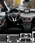 Mercedes Benz Dash Button Repair Kit With Stickers And Decals To Restore Faded Interior Buttons shown in car interior