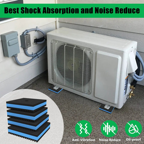 Dang Sturdy Heavy Duty Rubber Anti Vibration Pads 6X6X7/8 Inch Featuring An Eva Core under an HVAC unit for shock absorption.