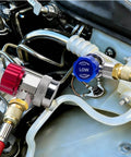 R134a Car AC Adapter Fittings With Adjustable Quick Couplers For High And Low Side installed on vehicle AC system