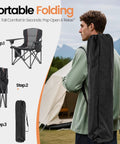 Two Pack Heavy Duty Oversized Camping Chairs for Adults Up to 400 lb Capacity with Lumbar Support Folding Chairs in carry bag