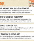 Natural Chicken De-wormer Chili Mix for Healthy Flocks and Happy Eggs 16oz FAQ page with ingredient and usage info.