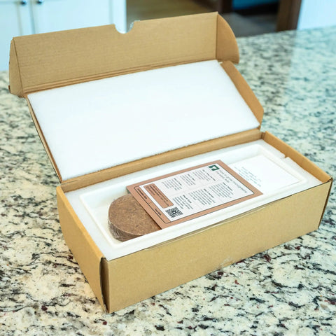 Open box revealing No Fuss Microgreens Growing Kit For Windowsill Gardens With Two Ceramic Trays Coconut Coir And Premium Seeds