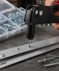 Lotus 100 Piece Assorted Rivet Set Pro Grade Built Tough Aluminum Blind Rivets With Steel Shank Pop Rivets Kit In Handy Storage Case For Hand And Air Riveters Lot S5100, hand riveter installing aluminum blind rivet