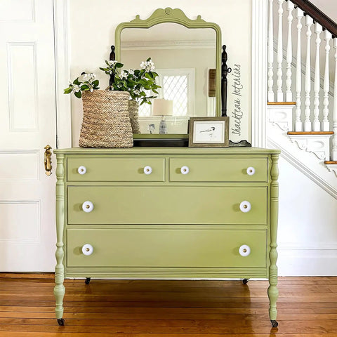 Slick Round Ceramic Cabinet Knobs With Antique Brass Base, Old School Drawer Pulls For Dressers And Closets, Chip Resistant White Glaze, 2 Pack Deal That Genuinely Flips Your Room Vibe Now on green dresser with mirror