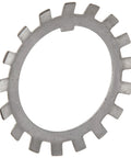 MB9 metric lockwasher ring in steel with external teeth; 45mm ID, 69mm OD, 1.25mm thick.