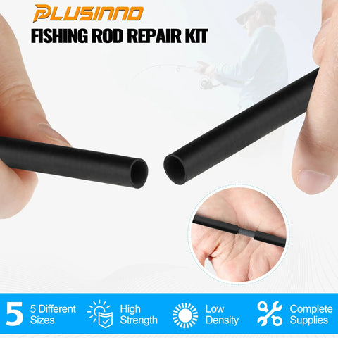 All In One Fishing Pole Repair Kit With Epoxy Glue And Carbon Fiber Tips, close-up of black coated wire in hand
