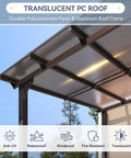10 Ft By 20 Ft Lean To Gazebo With Hardtop Metal Pergola And Polycarbonate Roof, showcasing translucent roof panel.