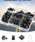 Pro Grade Motorcycle Fairing Bolt Kit Titanium Stainless Steel Universal Sportbike Fasteners M5 M6 Hardware Upgrade showing hex bolts and nuts.