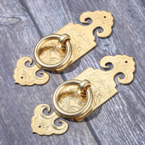 Antique Brass Ring Pulls Two Pack 10cm 3.94 Inch Classic Chinese Style Furniture Hardware for cabinets and drawers