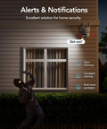 Solar Powered Outdoor Security Camera With All Around 360 Degree View And Color Night Vision AI Human Detection installed on house