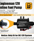 Universal 12V Electric Fuel Pump Kit With Low Pressure 3 To 6 PSI, includes fuel filter and 5/16 inch ID fuel line, replacement for carburetor lawn mower gas and diesel engines.