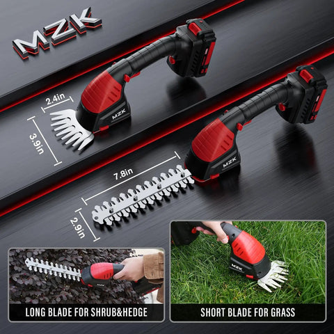 Go-To 2-In-1 Cordless Hedge Trimmer And Grass Shear with two blades and ergonomic handle for trimming shrubs and grass