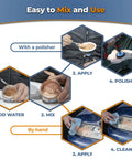 Real Deal Cerium Oxide Glass Polishing Powder For Heavy Duty Windshield Scratch Removal And Auto Window Restoration 3.5 Micron Pro Blend application steps and mixing process.
