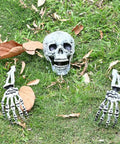 Realistic Halloween Skeleton Stakes Kit With Skull And Arm Props For Outdoor Yard Lawn Decor on grass