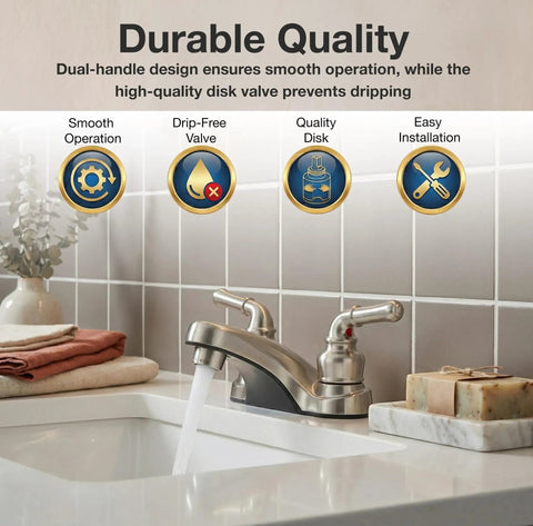 Two Lever Bathroom Sink Faucet With Elegant Arc Spout In Brushed Satin Nickel Finish Built To Last Aerated Water Stream