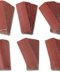 Micro Sander Kit With 120 Sheets Of Sandpaper In 3.5 By 1.2 Inches Six Grits From 80 To 600 For Wood Finishing And Detail Polishing Diy Projects Sand Rough To Fine For A Smooth Pro Grade Finish showing six stacks of sandpapers.