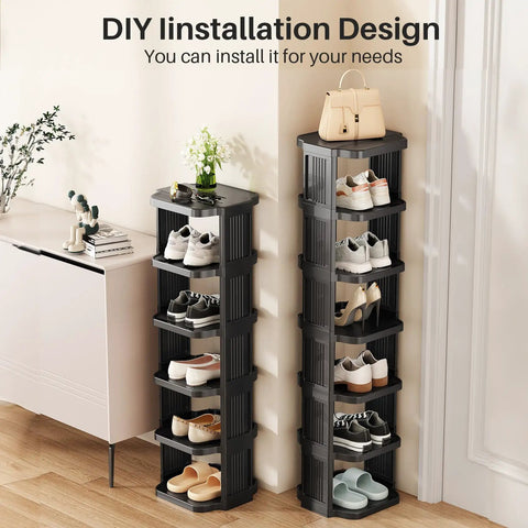 Eight Tier Vertical Plastic Shoe Rack Freestanding Stackable Organizer For Small Closets And Tight Spaces Space Saving Design